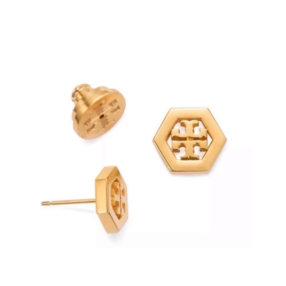 TORY BURCH • Gold Hexa Logo Earrings - Picture 5 of 5